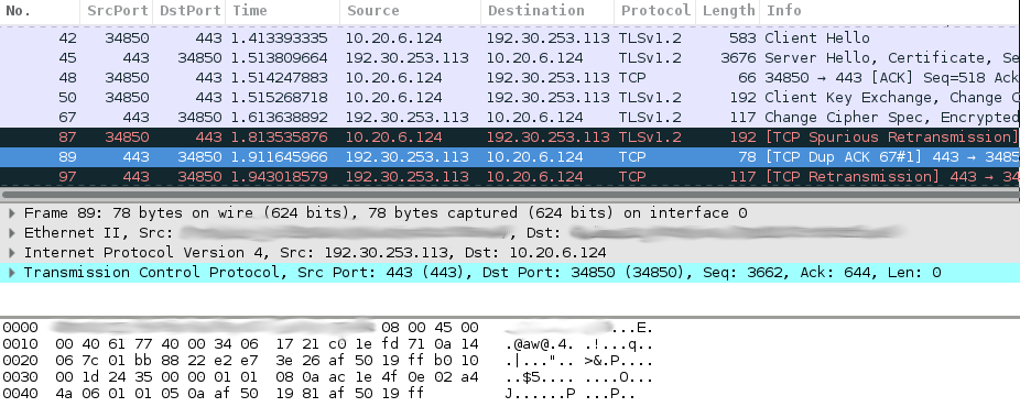 TCP retransmit of the changeCipherSpec message